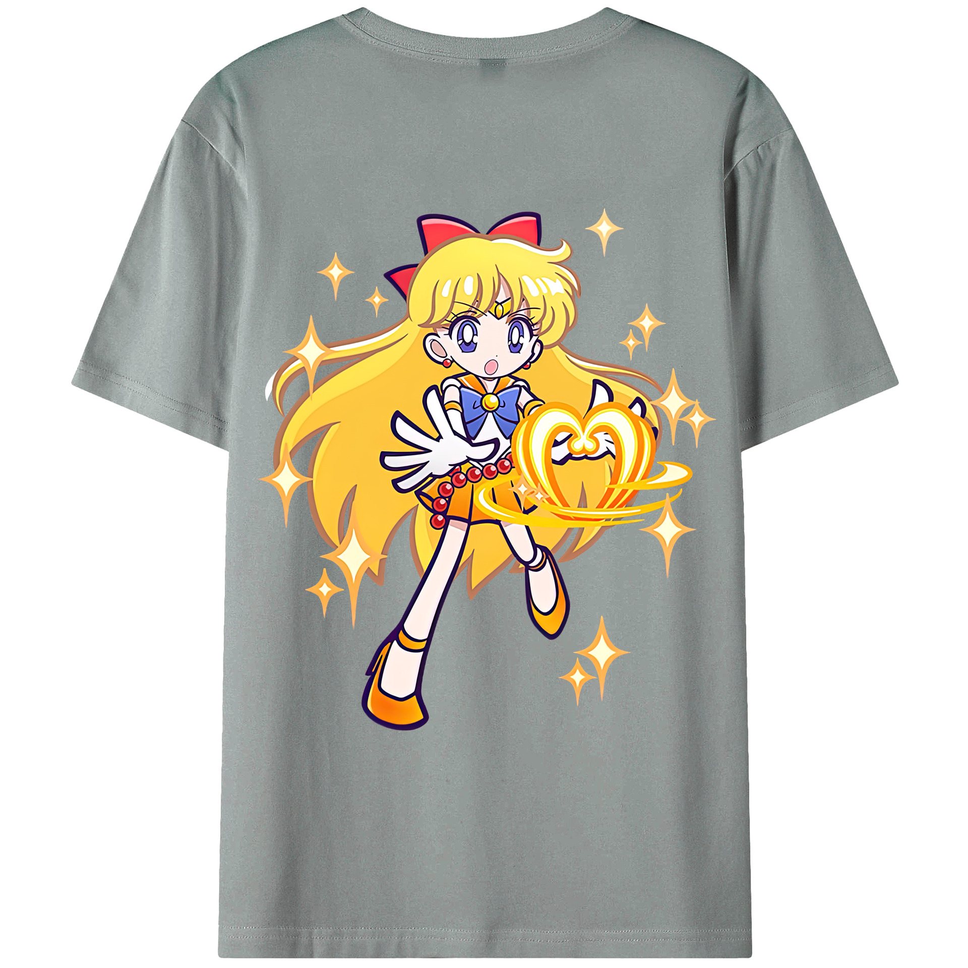 （画像用） 美少女戦士セーラームーン 愛野 美奈子 あいの みなこ Sailor Moon Aino Minako 綿100％ メンズ半袖Tシャツ（バックプリント） 通気性